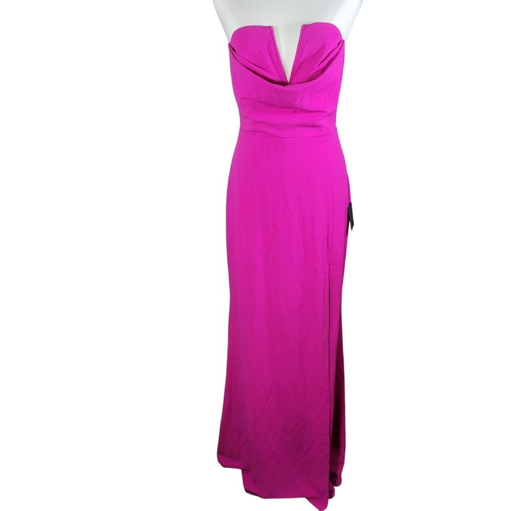Lulu's Hot Pink Strapless Sweetheart Maxi Dress